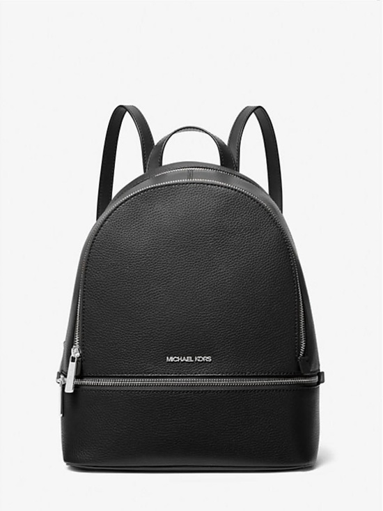 Michael Kors Handbags - Michael Kors Medium Rhea Pebbled Leather Backpack with Silver Hardware